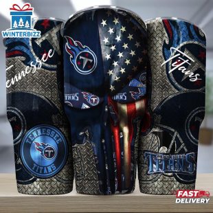 Tennessee Titans NFL Skull Iron Pattern Tumbler