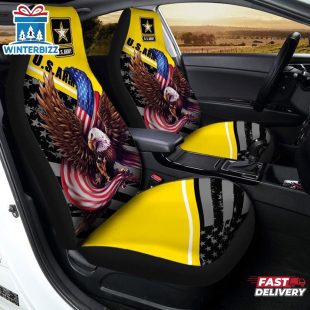 US Army Car Seat Cover Bald Eagle US Flag Car Interior Accessories