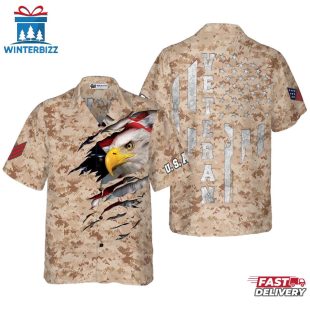 Veteran Proud Eagle Camouflage Hawaiian Shirt