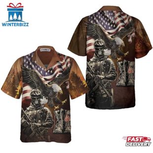 Veteran US Flag Eagle Hawaiian Shirt