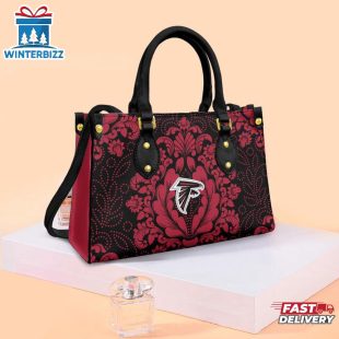 Atlanta Falcons Flower Pattern NFL Leather Handbag