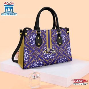 Baltimore Ravens Flower Pattern Limited Edition NFL Leather Handbag