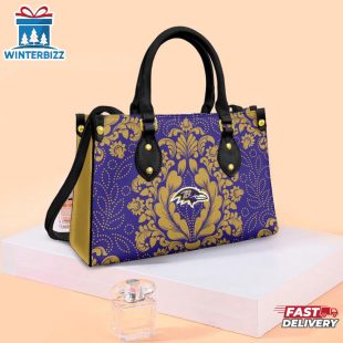 Baltimore Ravens Flower Pattern NFL Leather Handbag