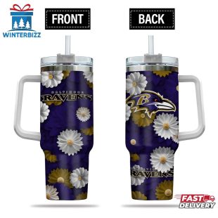 Baltimore Ravens Flowers Pattern NFL Tumbler 40Oz
