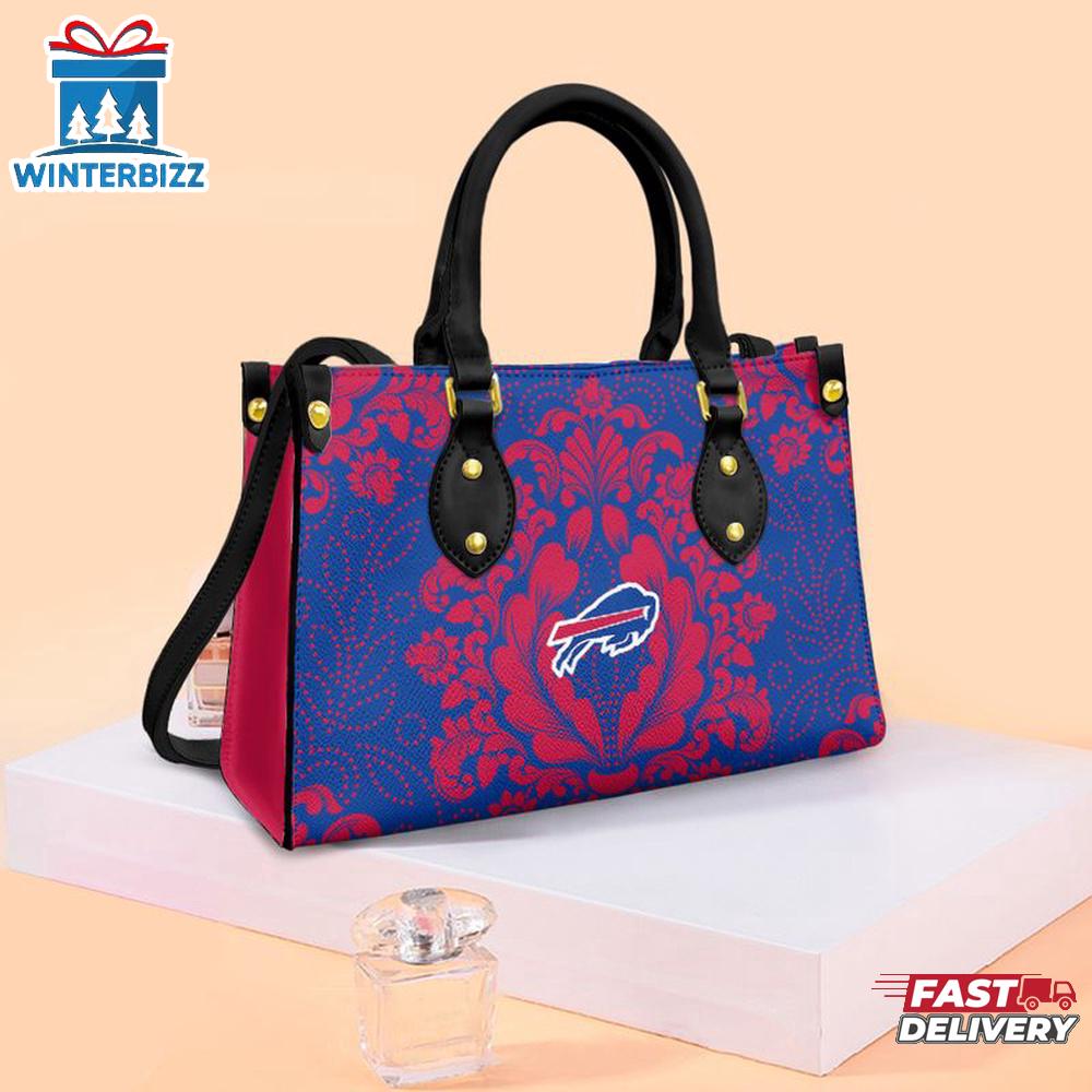 Buffalo Bills Flower Pattern NFL Leather Handbag Buffalo Bills Flower Pattern NFL Leather Handbag