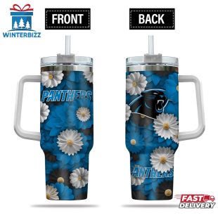 Carolina Panthers Flowers Pattern NFL Tumbler 40Oz
