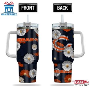 Chicago Bears Flowers Pattern NFL Tumbler 40Oz
