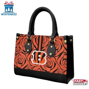 Cincinnati Bengals Rose Pattern NFL Leather Handbag