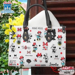 Custom Name All About The Dots Disney Minnie Leather Handbag
