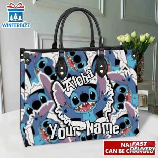 Custom Name Aloha Stitch Leather Handbag For Fans