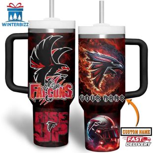 Custom Name Atlanta Falcons NFL Tumbler 40oz With Handle For Fans