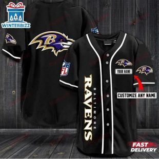 Custom Name Baltimore Ravens Team Baseball Jersey Shirt