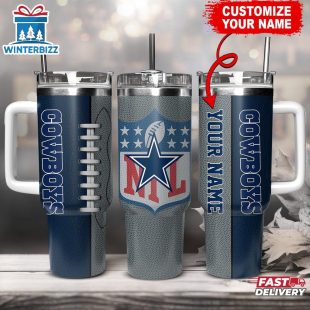 Custom Name Dallas Cowboys NFL Football Logo Tumbler 40oz With Handle