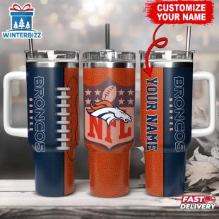 Custom Name Denver Broncos NFL Football Logo Tumbler 40oz With Handle