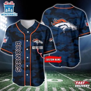 Custom Name Denver Broncos Team Camo Baseball Jersey Shirt