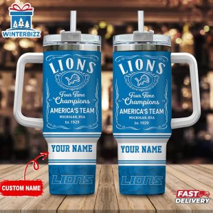 Custom Name Detroit Lions NFL Tumbler 40Oz With Handle