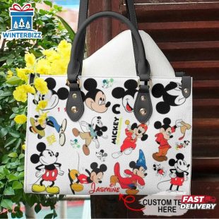 Custom Name Disney Mickey Mouse Leather Handbag