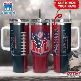 Custom Name Houston Texans NFL Football Logo Tumbler 40oz With Handle