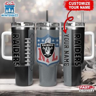Custom Name Las Vegas Raiders NFL Football Logo Tumbler 40oz With Handle