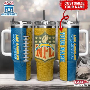 Custom Name Los Angeles Chargers NFL Football Logo Tumbler 40oz With Handle