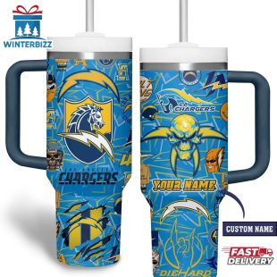 Custom Name Los Angeles Chargers NFL Tumbler 40oz With Handle For Fans