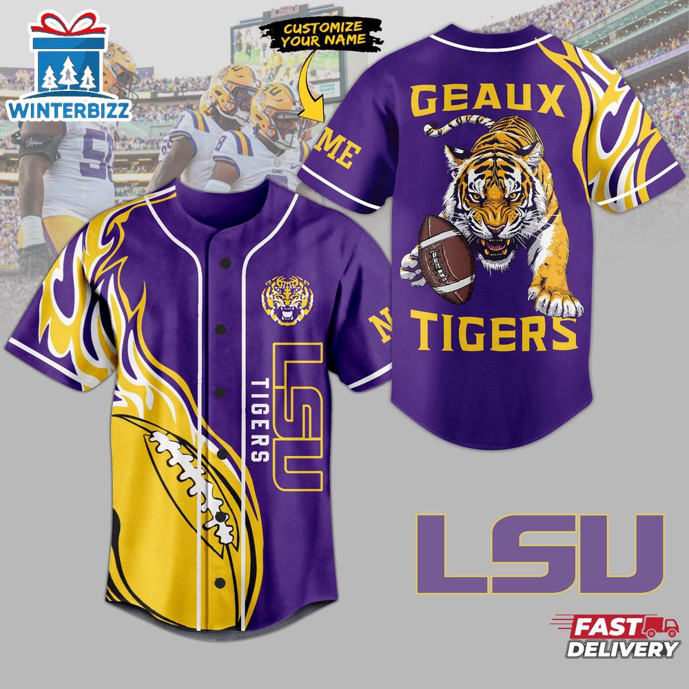 Custom Name LSU Tigers Baseball Jersey Shirt Gift For Fans Custom Name LSU Tigers Baseball Jersey Shirt Gift For Fans