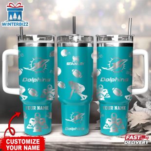 Custom Name Miami Dolphins NFL Tumbler 40oz With Handle