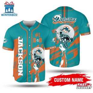 Custom Name Miami Dolphins Sport Baseball Jersey Shirt