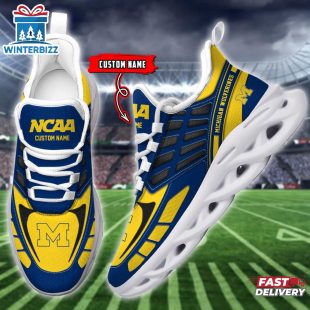 Custom Name Michigan Wolverines Max Soul Shoes For Fans