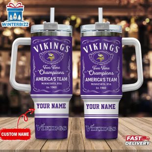 Custom Name Minnesota Vikings NFL Tumbler 40Oz With Handle