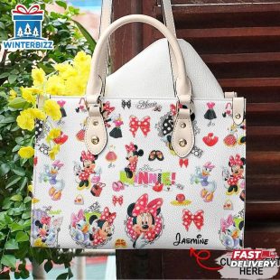 Custom Name Minnie Mouse Leather Handbags