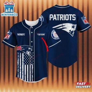 Custom Name New England Patriots Team Baseball Jersey Shirt