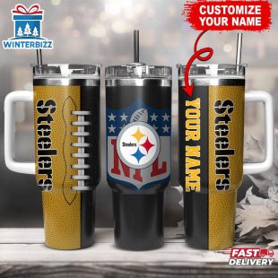 Custom Name Pittsburgh Steelers NFL Football Logo Tumbler 40oz With Handle
