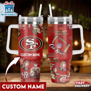 Custom Name San Francisco 49ers Tumbler 40oz With Handle For Fans