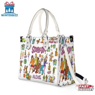 Custom Name Scooby Doo Cartoon Leather Handbag