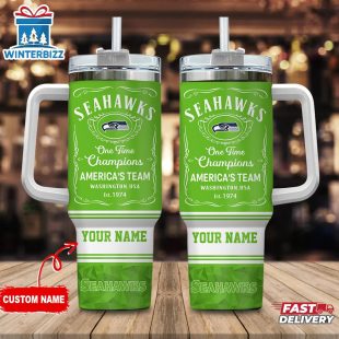 Custom Name Seattle Seahawks NFL Tumbler 40Oz With Handle