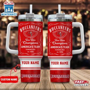 Custom Name Tampa Bay Buccaneers NFL Tumbler 40Oz With Handle