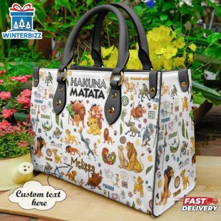 Custom Name The Lion King Cartoon Leather Handbag