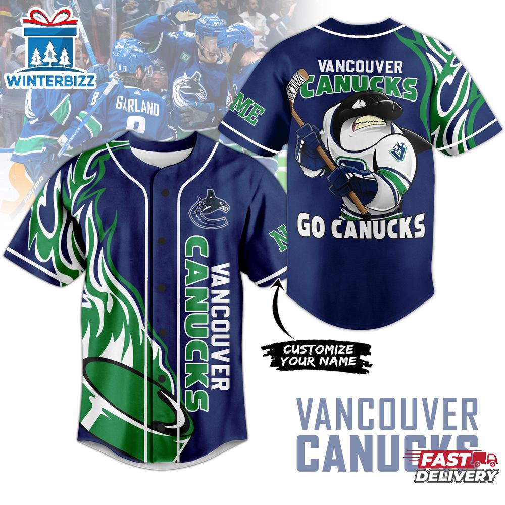 Custom Name Vancouver Canucks Baseball Jersey Shirt Gift For Fans Custom Name Vancouver Canucks Baseball Jersey Shirt Gift For Fans