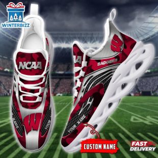 Custom Name Wisconsin Badgers Team Sport Max Soul Shoes For Fans
