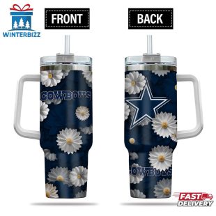 Dallas Cowboys Flowers Pattern NFL Tumbler 40Oz