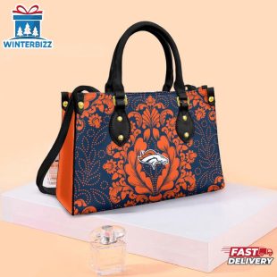 Denver Broncos Flower Pattern NFL Leather Handbag