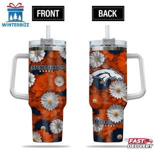 Denver Broncos Flowers Pattern NFL Tumbler 40Oz