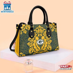 Green Bay Packers Flower Pattern NFL Leather Handbag