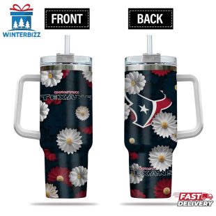 Houston Texans Flowers Pattern NFL Tumbler 40Oz
