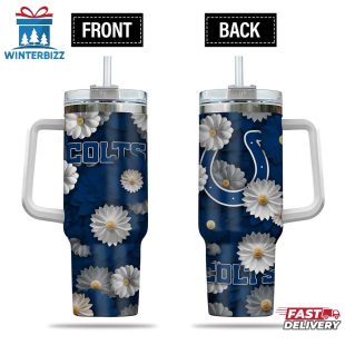 Indianapolis Colts Flowers Pattern NFL Tumbler 40Oz