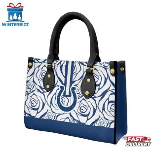 Indianapolis Colts Rose Pattern NFL Leather Handbag