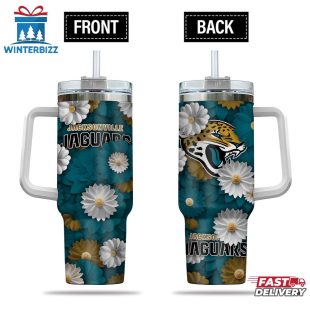 Jacksonville Jaguars Flowers Pattern NFL Tumbler 40Oz