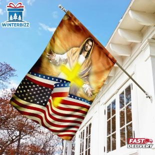 Jesus Cross America House And Garden Flag