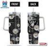 Las Vegas Raiders Flowers Pattern NFL Tumbler 40Oz